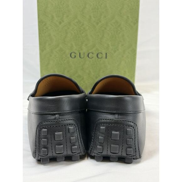 GUCCI Black Leather Interlocking G Driver Loafers SZ M 10.5 SPB JA-364722 main image 6